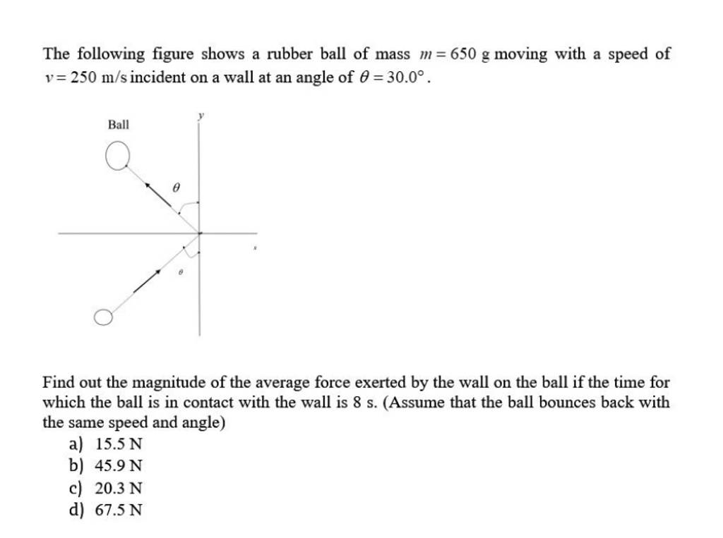 The following figure shows a rubber ball of mass m=650 g moving with a sp..
