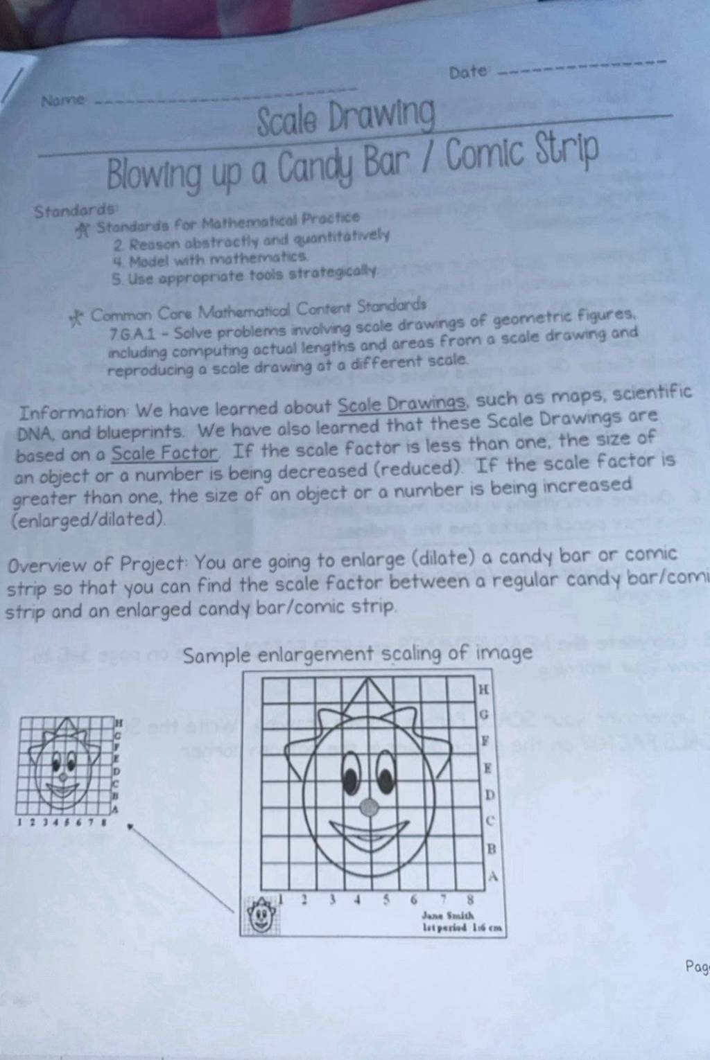 Date Name Scale Drawing Blowing up a Candy Bar / Comic Strip Standards