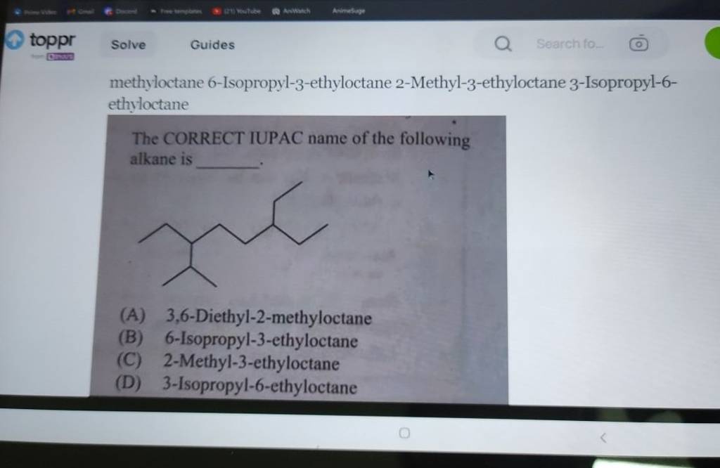 methyloctane-6-isopropyl-3-ethyloctane-2-methyl-3-ethyloctane-3-isopropyl