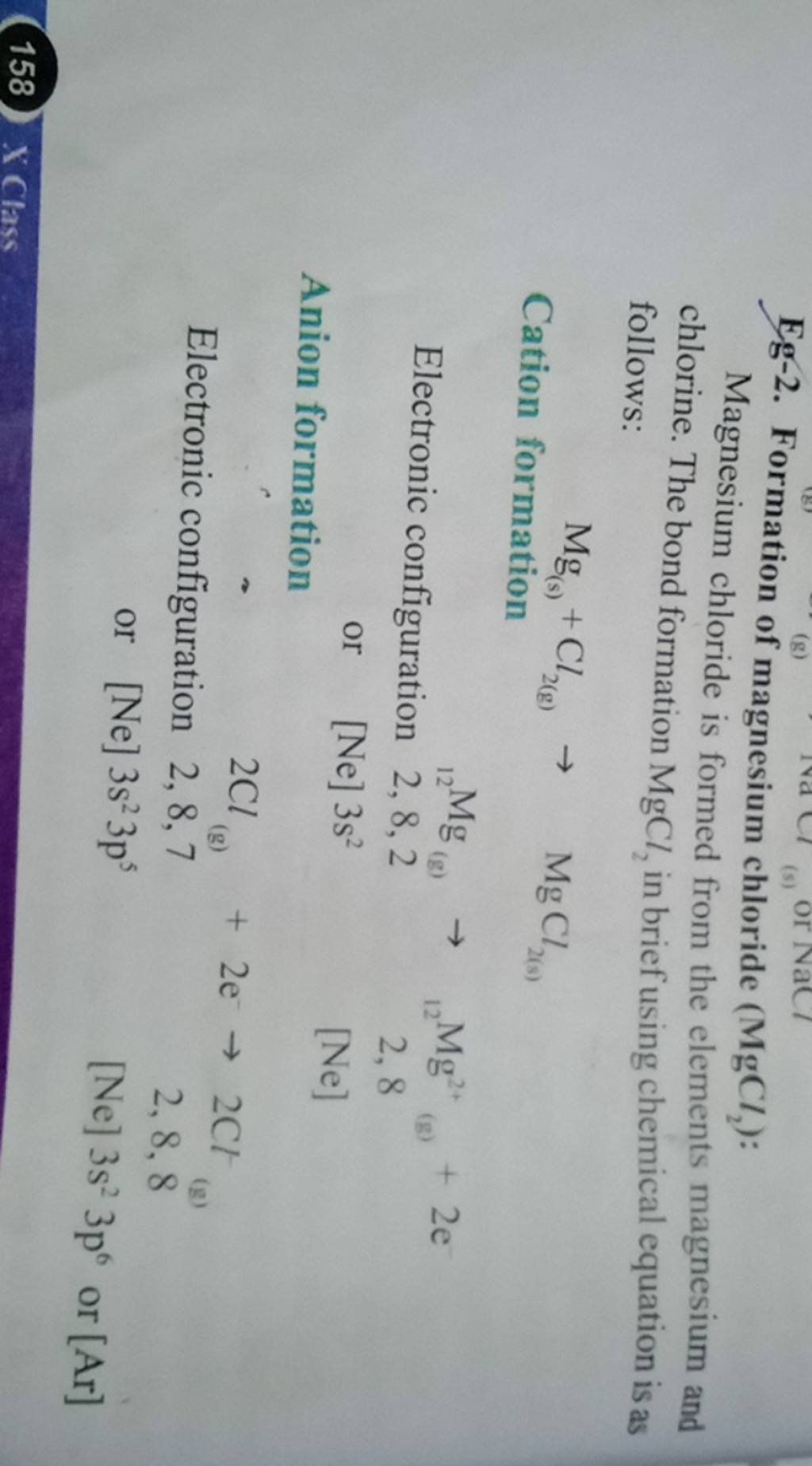 Eg2. Formation of magnesium chloride (MgCl2 ) Magnesium chloride is fo..