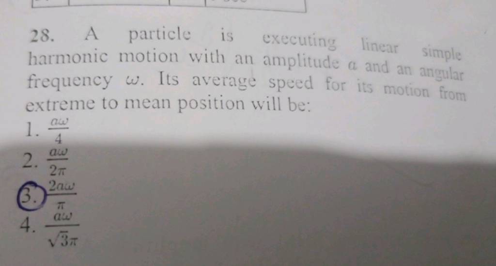 28 A Particle Is Executing Linear Simple Harmonic Motion With An Amplitu