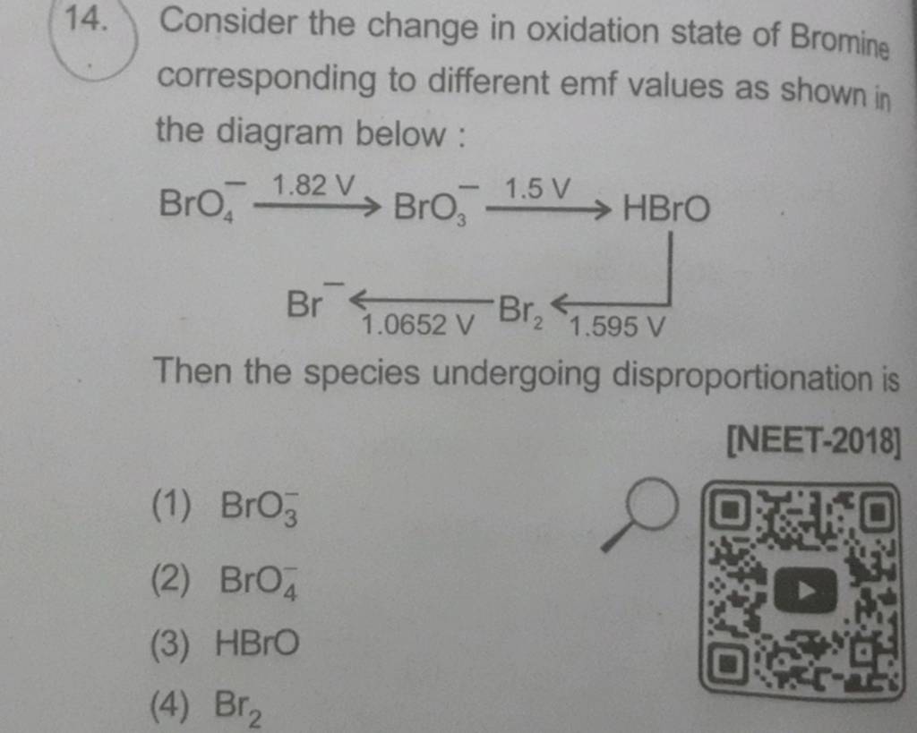 Consider the change in oxidation state of Bromine corresponding to differ..