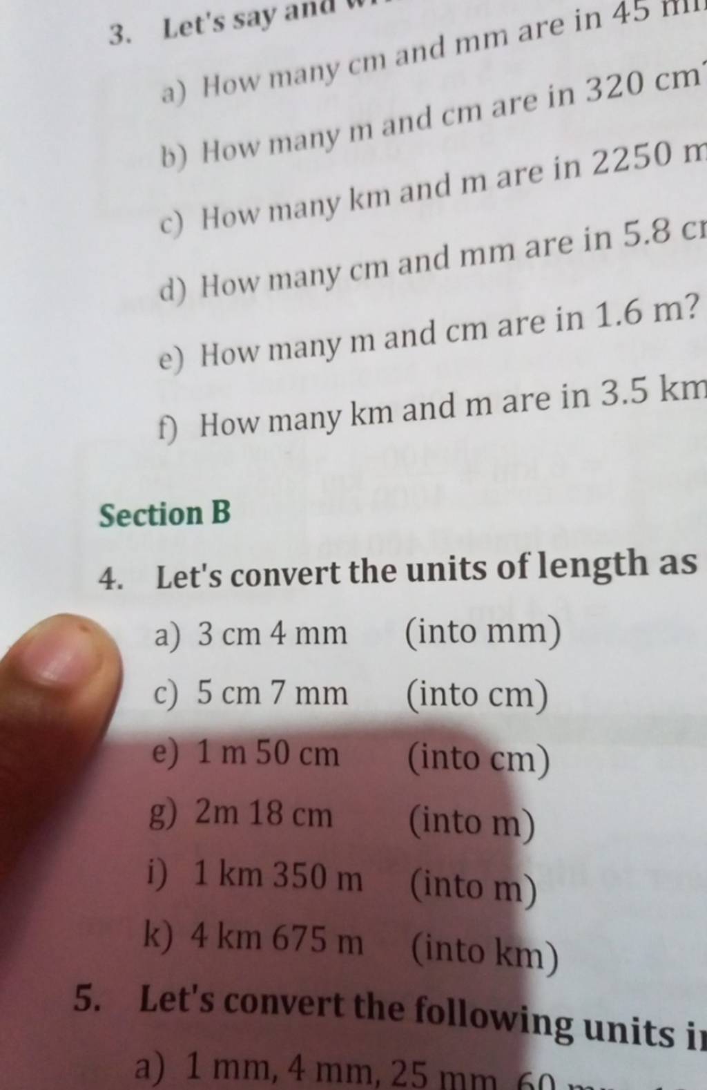 convert 3 km 250 m into metres