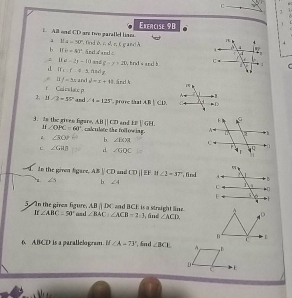 If ∠2=55∘ And ∠4=125∘, Prove That Ab∥cd. 3. In The Given Figure, Ab∥cd An..