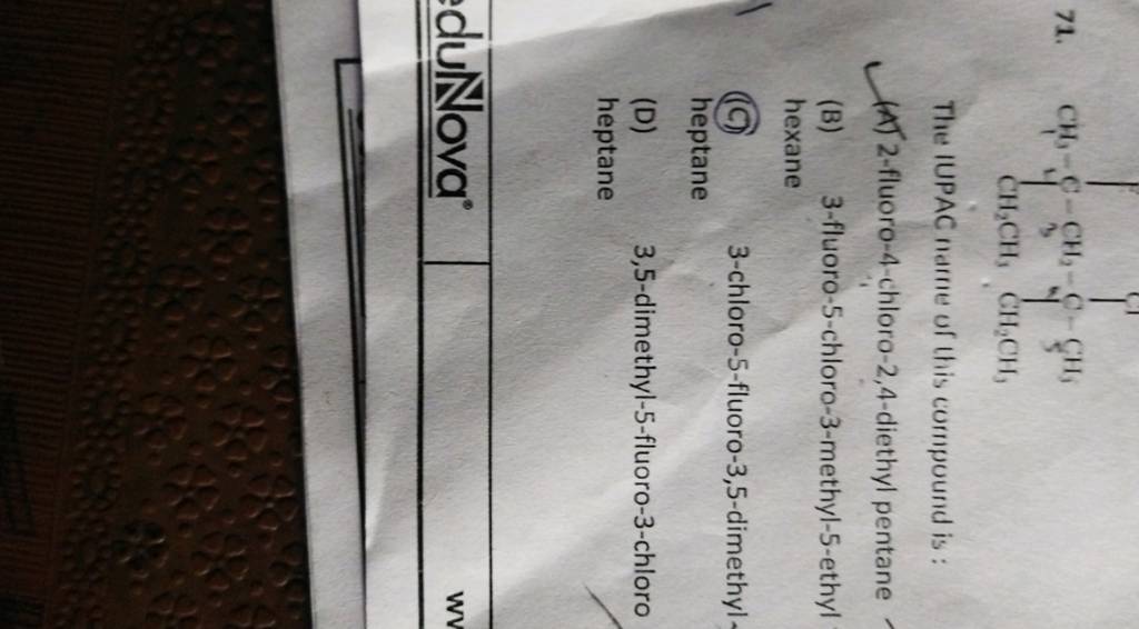 71 Ccc C C Cc C Cl Cc The Iupac Name Of This Compound Is A 2 Fluor 71 Ccc C C Cc C Cl Cc The Iupac Name Of This Compound Is A 2 Fluor