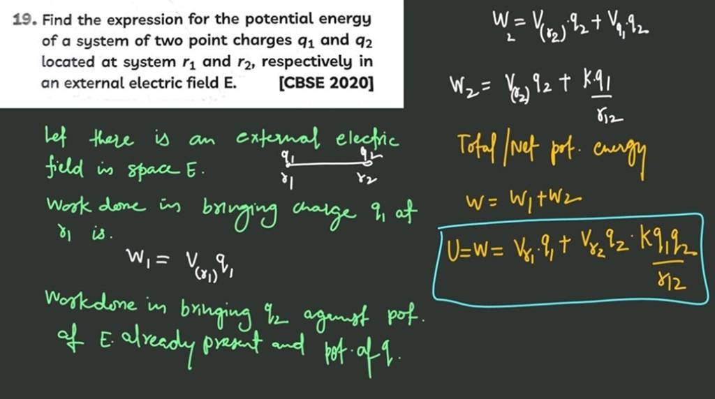 19. Find The Expression For The Potential Energy Of A System Of Two Point..