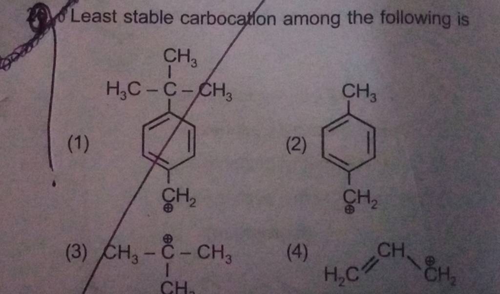 2-least-stable-carbocation-among-the-following-is-filo