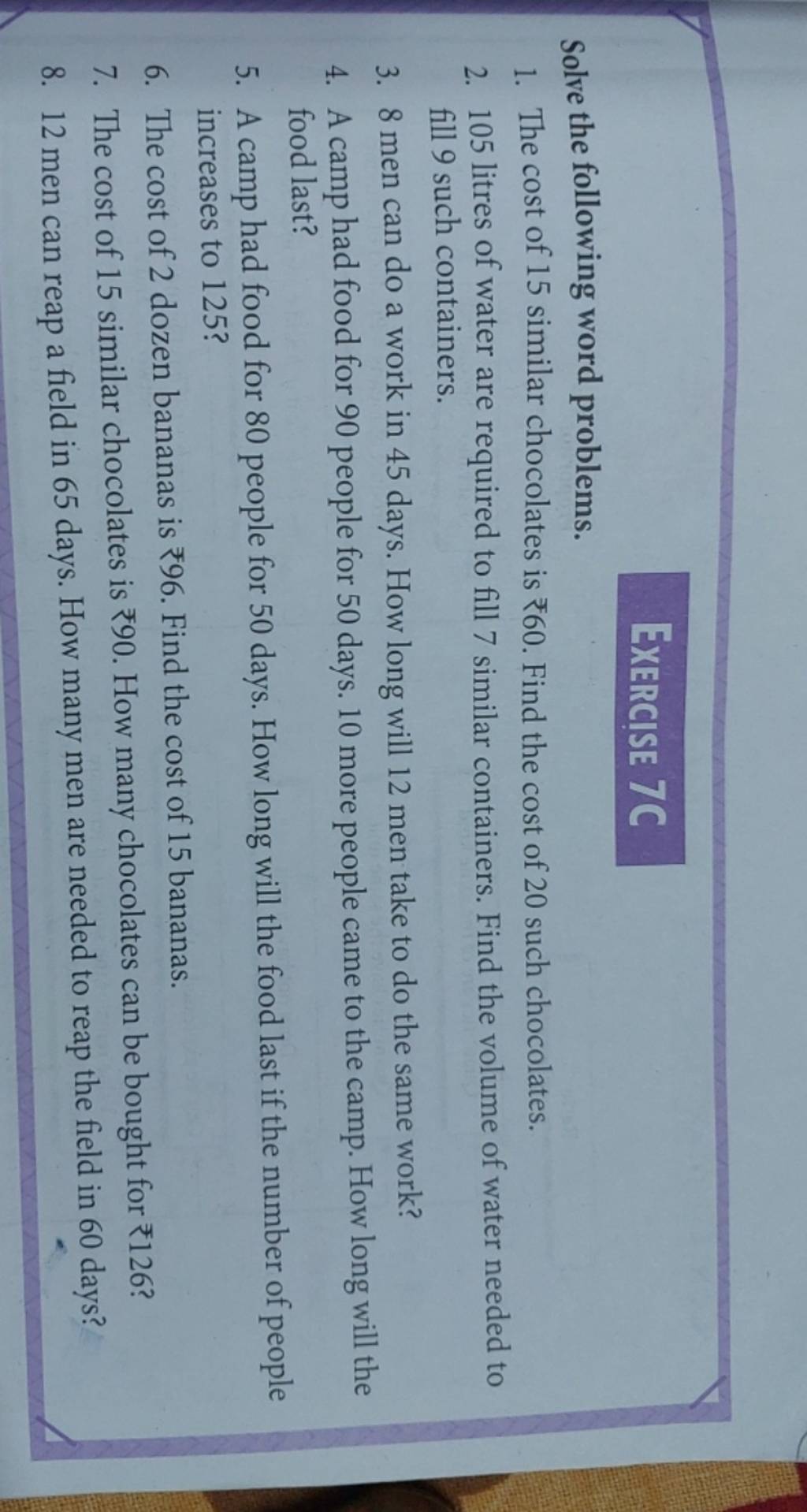 EXERCISE 7C Solve the following word problems. | Filo