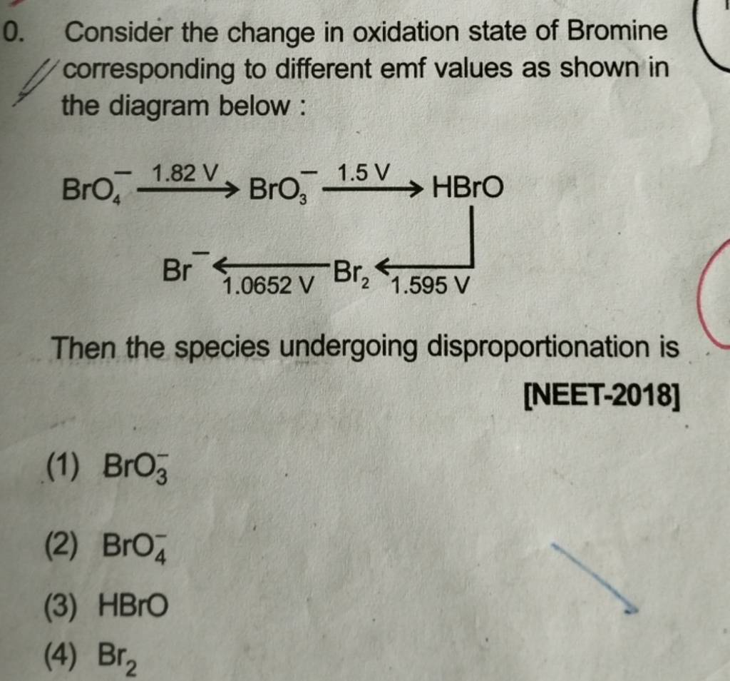 Consider the change in oxidation state of Bromine corresponding to differ..