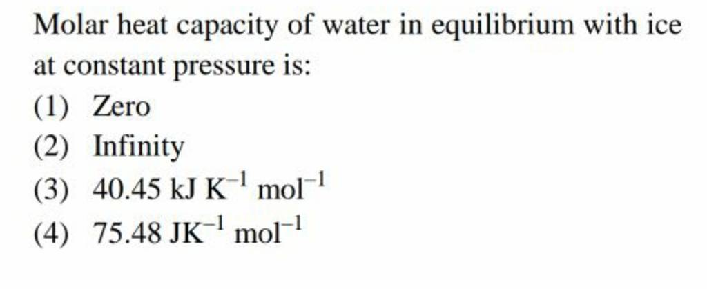 Molar Heat Capacity Of Water In Equilibrium With Ice