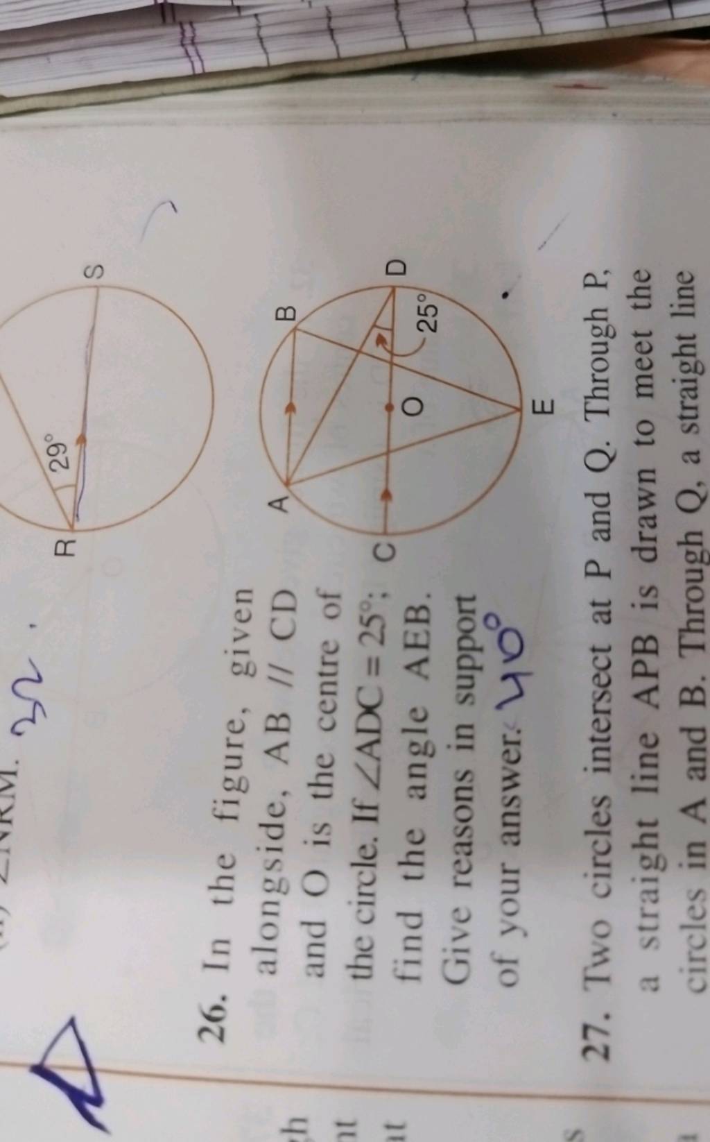 27. Two Circles Intersect At P And Q. Through P, A Straight Line APB Is D..