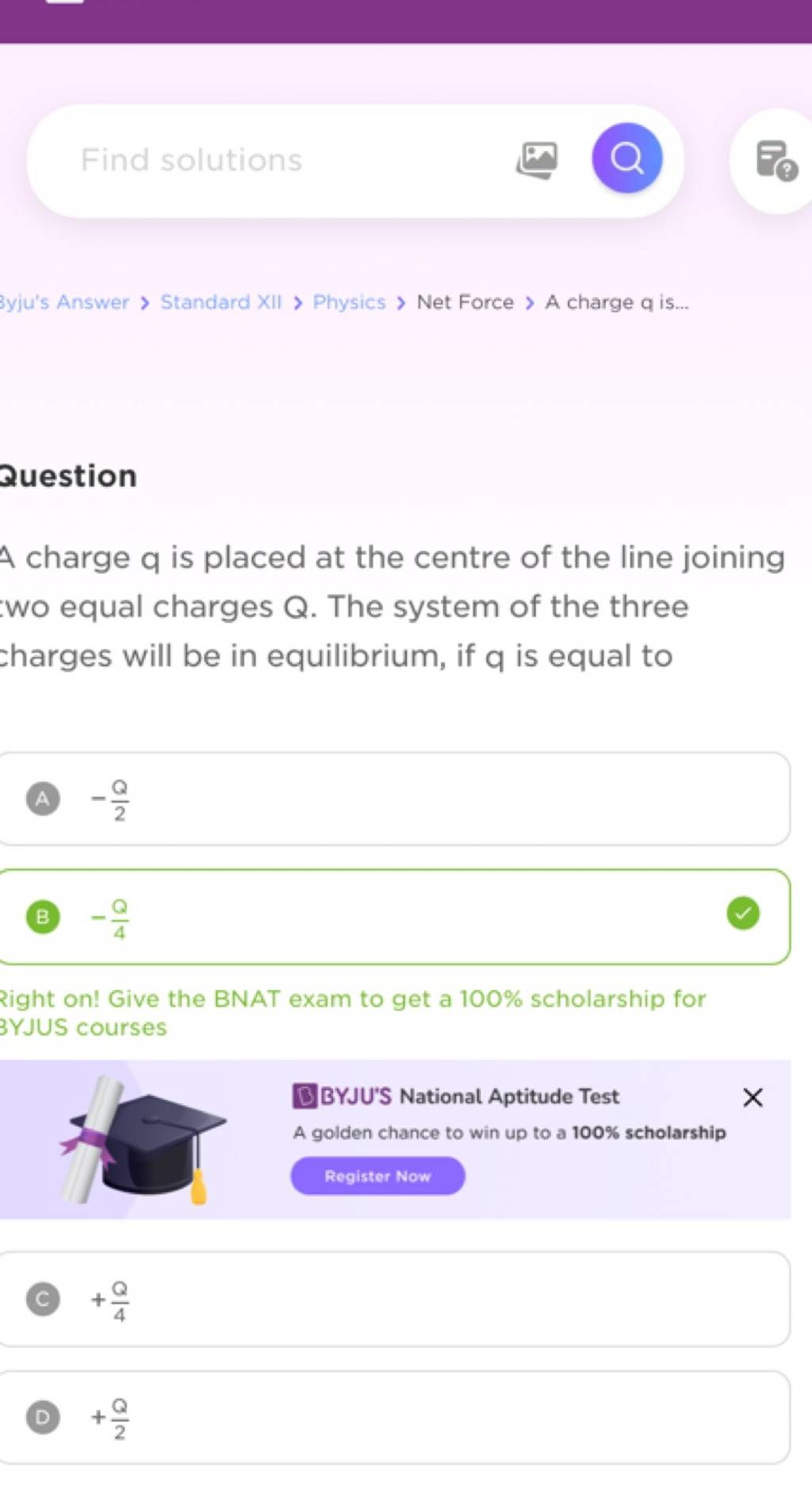 Find solutions Byju's Answer > Standard XII > Physics > Net Force > A cha..