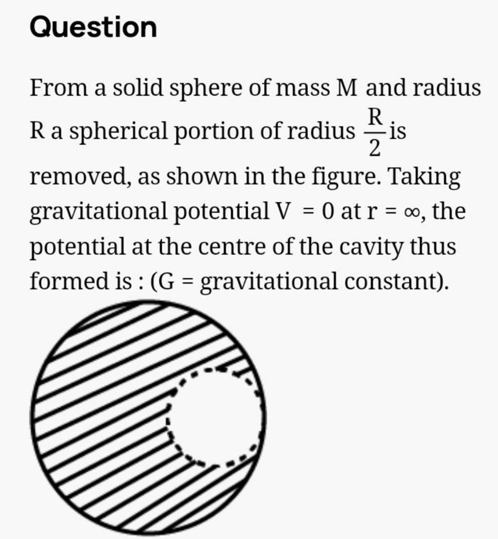 Question From A Solid Sphere Of Mass M And Radius R A Spherical Portion O