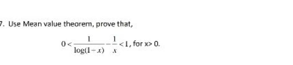 7. Use Mean value theorem, prove that, 00. | Filo