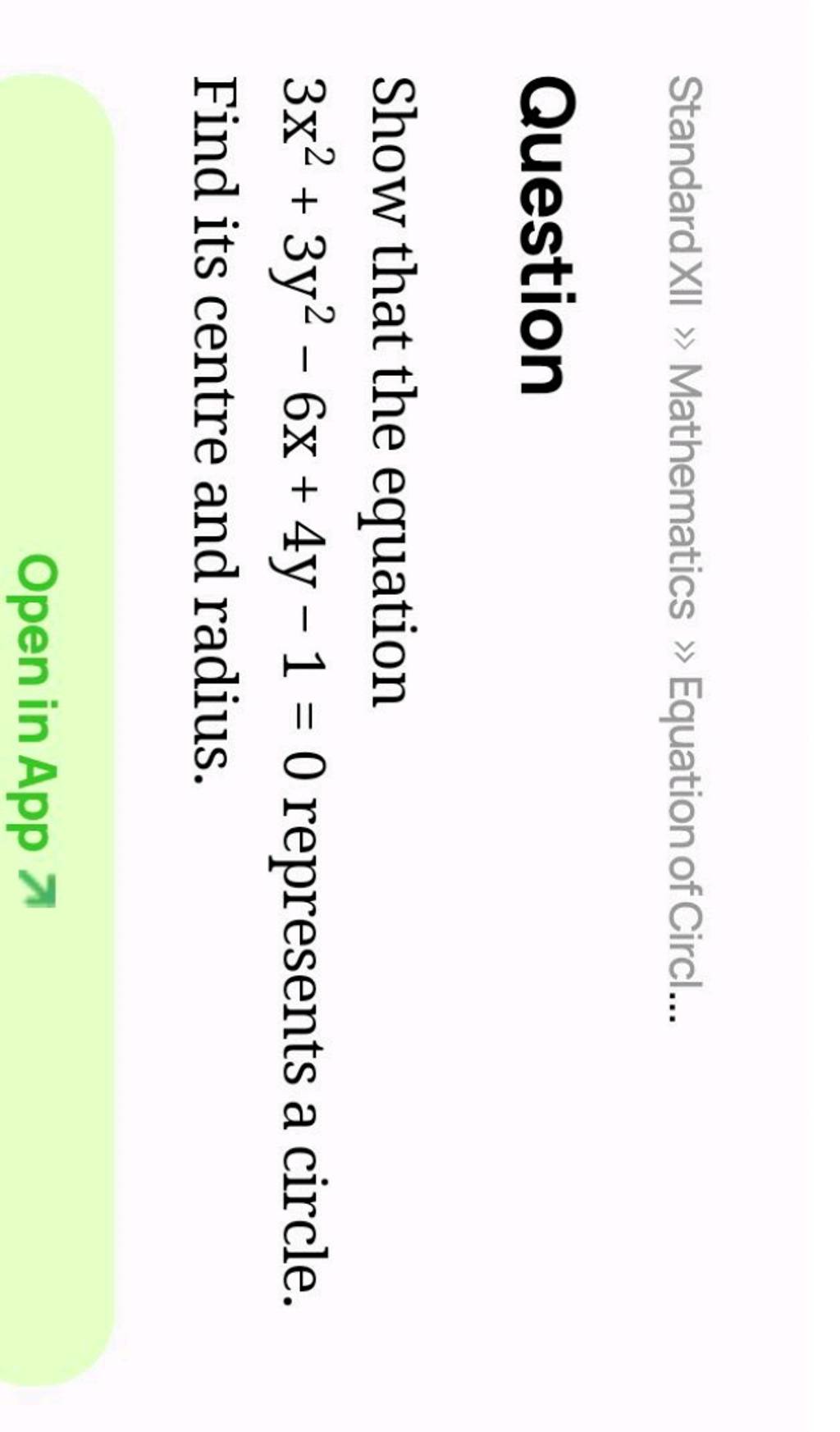 Standard XII » Mathematics » Equation of Circl... Question Show that the